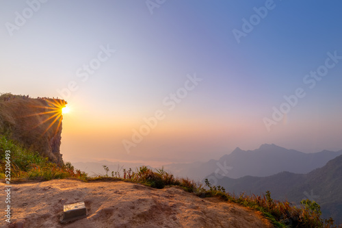 Beautiful landscape in the morning of Phu Chi Fa National Park. Chiang Rai   Thailand