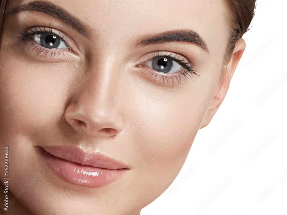 Beautiful woman female skin care healthy hair and skin close up face beauty portrait Beautiful woman female skin care healthy hair and skin close up face beauty portrait