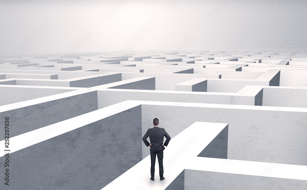 Small businessman in a middle of a huge maze
Small businessman in a middle of a huge maze