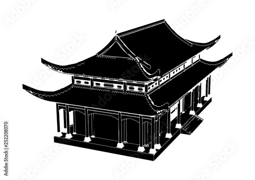 Fototapeta Naklejka Na Ścianę i Meble -  silhouette chinese temple vector