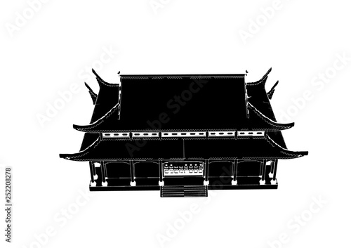 silhouette chinese temple vector