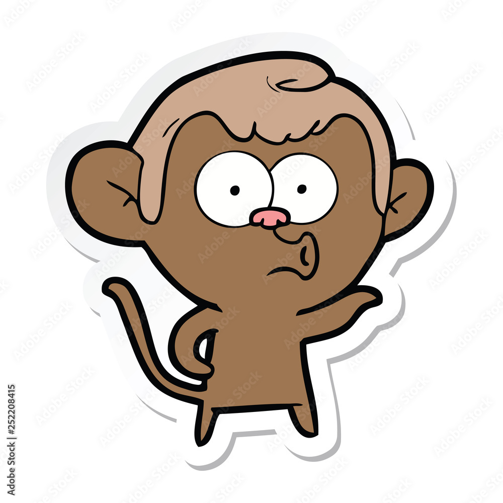 sticker of a cartoon hooting monkey sticker of a cartoon hooting monkey