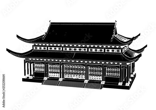 silhouette chinese temple vector