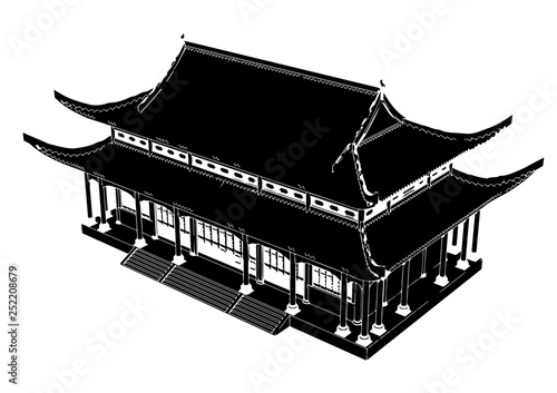 silhouette chinese temple vector