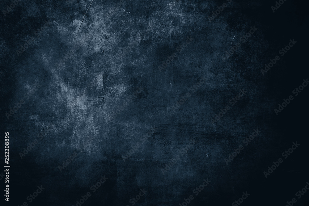 dark blue distressed wall, grungy background or texture