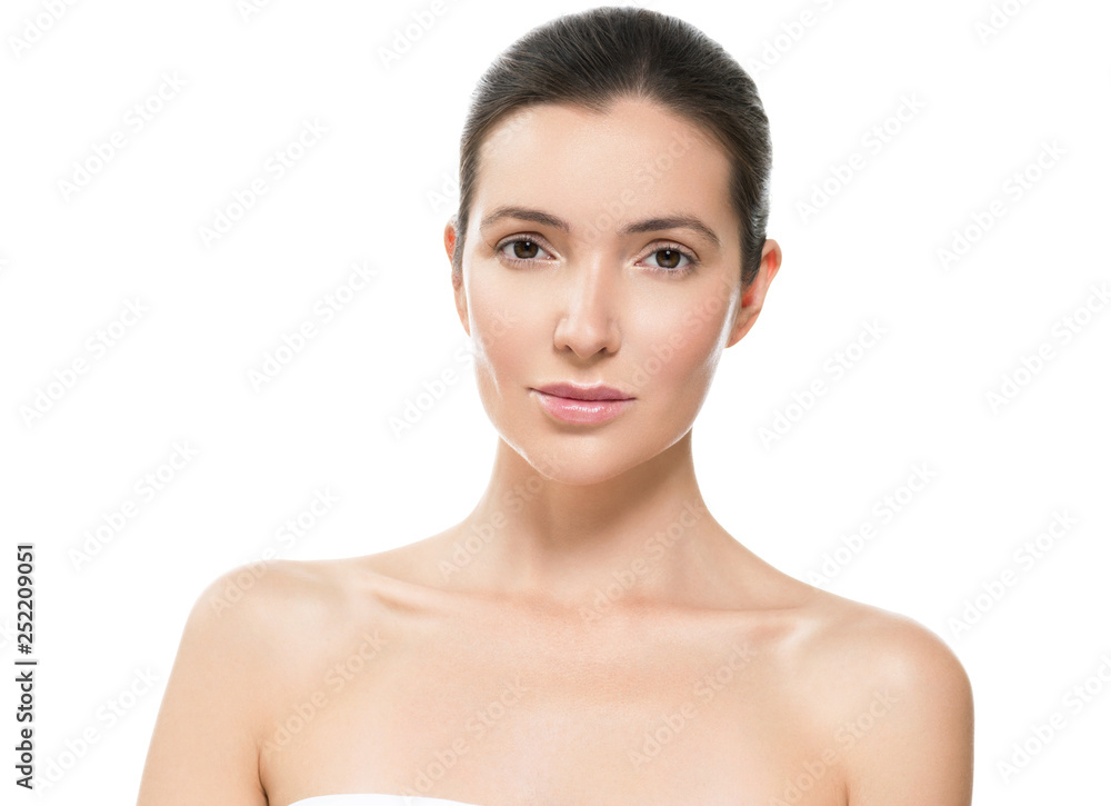 Beautiful woman female skin care healthy hair and skin close up face beauty portrait Beautiful woman female skin care healthy hair and skin close up face beauty portrait