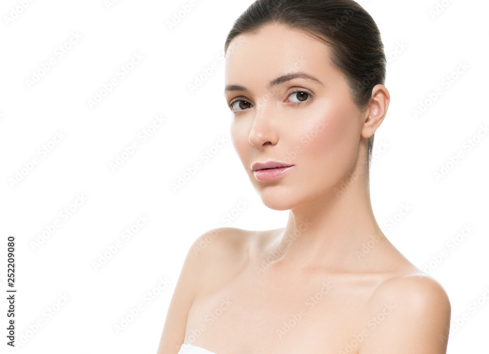 Beautiful woman female skin care healthy hair and skin close up face beauty portrait Beautiful woman female skin care healthy hair and skin close up face beauty portrait