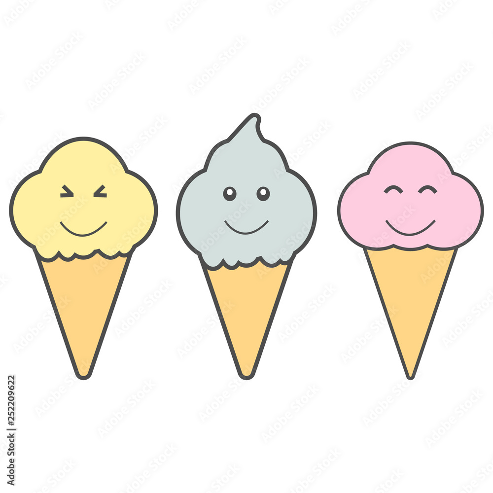 Ice cream cartoon set icon isolated on the white background 