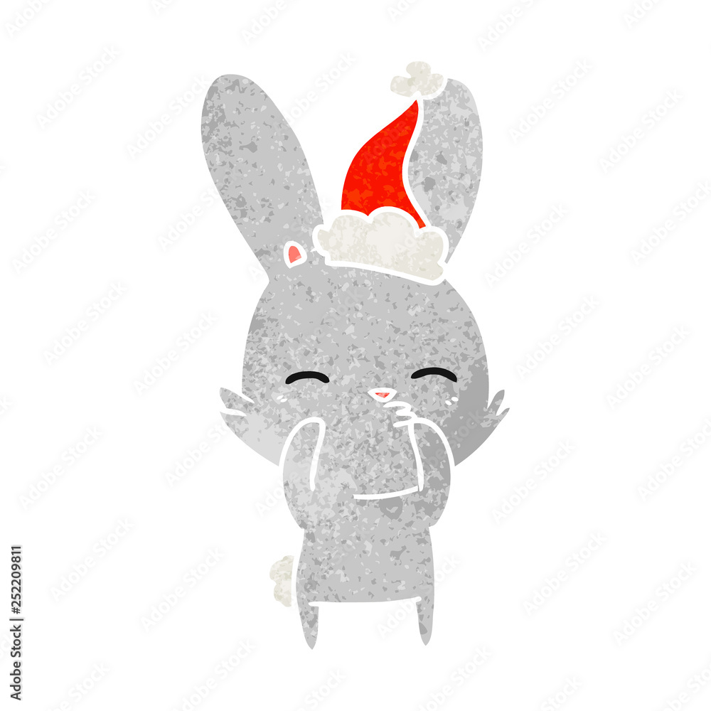 curious bunny retro cartoon of a wearing santa hat curious bunny retro cartoon of a wearing santa hat