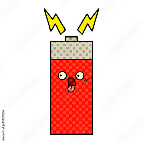 comic book style cartoon battery