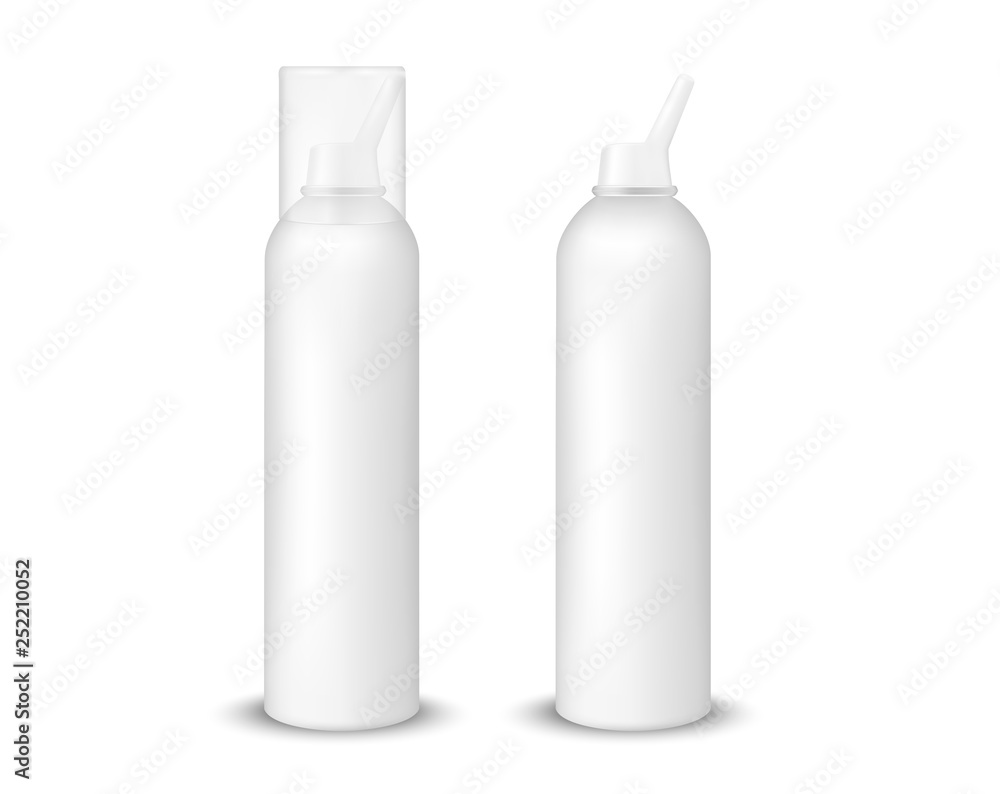 White metal or plastic bottle with pump dispenser and transparent cap White metal or plastic bottle with pump dispenser and transparent cap