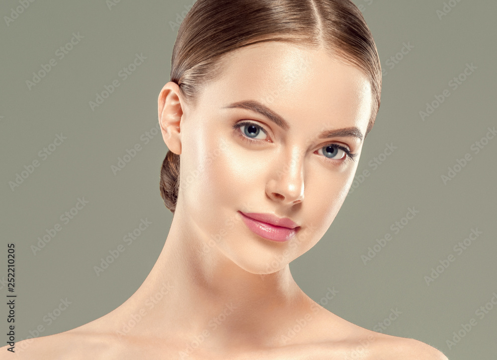 Beautiful woman female skin care healthy hair and skin close up face beauty portrait Beautiful woman female skin care healthy hair and skin close up face beauty portrait