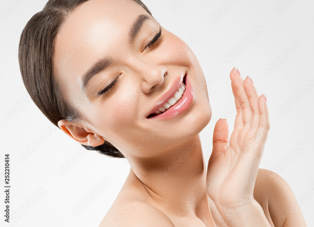 Beautiful woman female skin care healthy hair and skin close up face beauty portrait Beautiful woman female skin care healthy hair and skin close up face beauty portrait