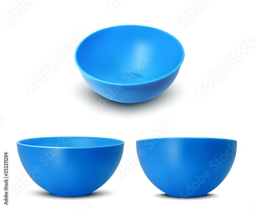 Plastic salad bowl. Vector realistic image