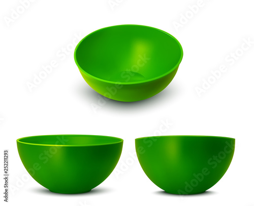 Plastic salad bowl. Vector realistic image