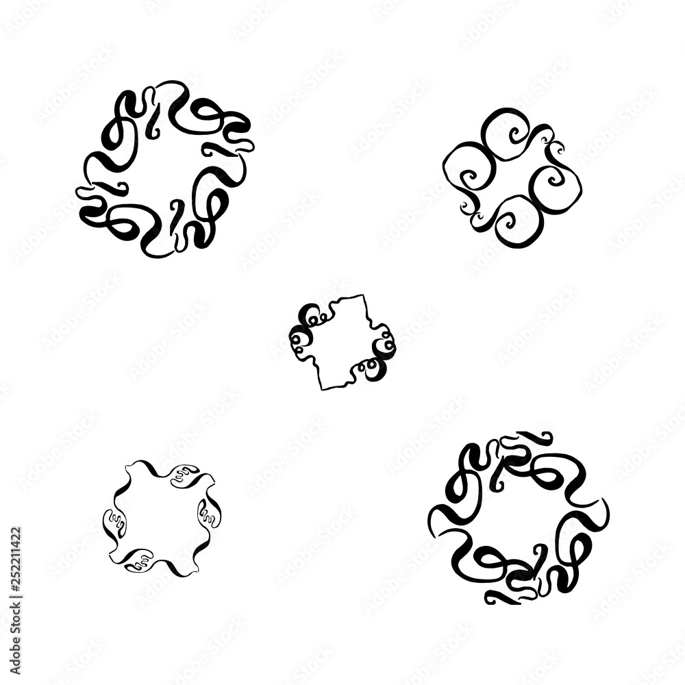 A set of decorative hand-drawn elements. vector illustration on white background A set of decorative hand-drawn elements. vector illustration on white background