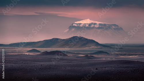 Herdubreid table mountain at the vast lava field of Odadahraun in northeast Iceland photo