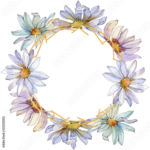 Daisy floral botanical flower. Watercolor background illustration set. Frame border ornament square. © LIGHTFIELD STUDIOS