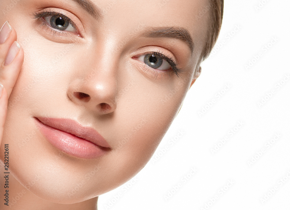 Eyes lashes woman closeup isolated on white macro Eyes lashes woman closeup isolated on white macro