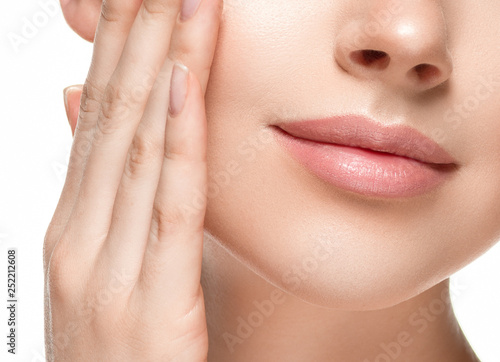 Woman lips chin neck beautiful skin age care