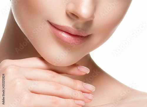 Woman lips chin neck beautiful skin age care photo