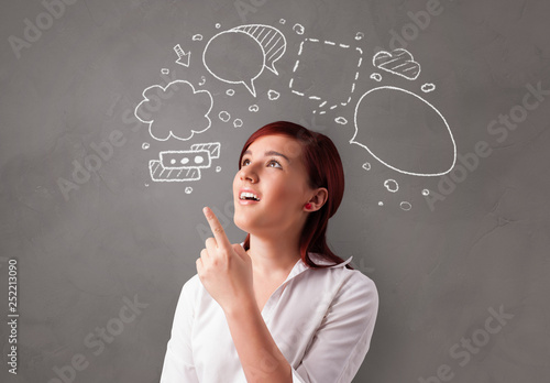Tablou pe pânză Student thinking with speech bubble concept