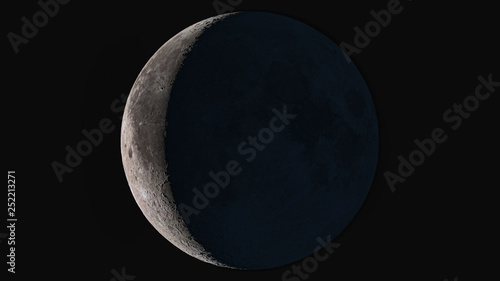 The beauty of the universe: Wonderful super detailed waning crescent Moon photo