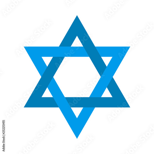 Star of David blue vector logo with soft shadow