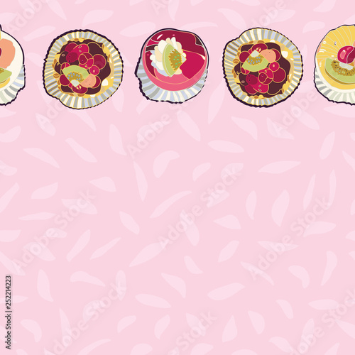 Pink border with pastry.