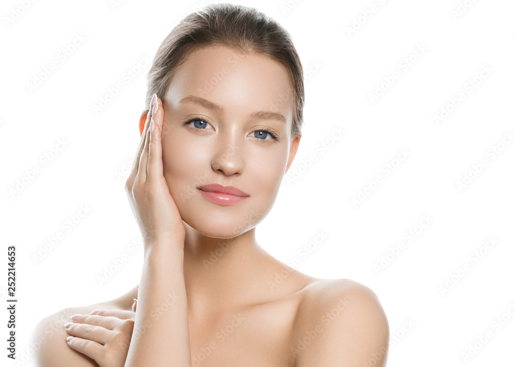 Beautiful woman female skin care healthy hair and skin close up face beauty portrait Beautiful woman female skin care healthy hair and skin close up face beauty portrait