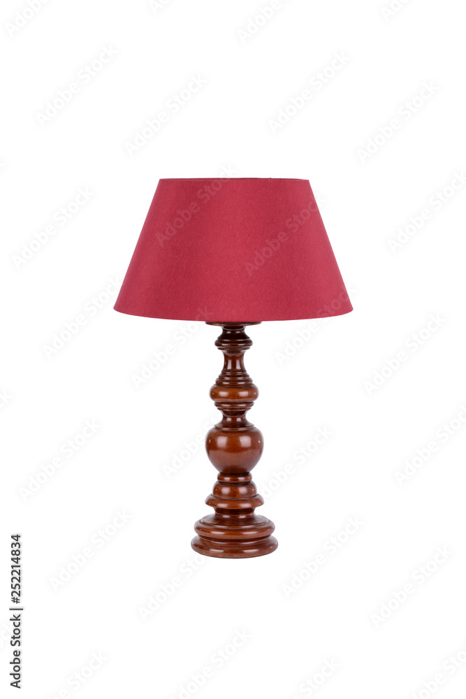 Obraz premium Old wooden desk lamp isolated on white background - image