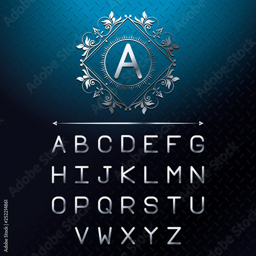 Silver font letters alphabet