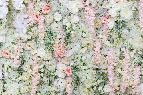 Fototapeta Naklejka Na Ścianę i Meble -  Beautiful flower colorful backdrop , fake flower Plastic background