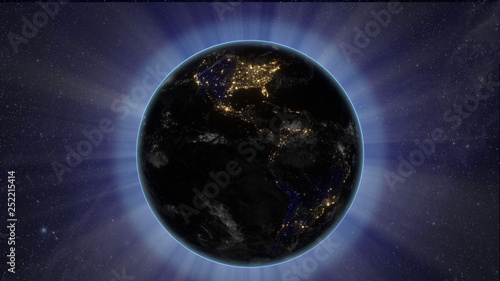Fototapeta Naklejka Na Ścianę i Meble -  Sun eclipse by Earth from Space