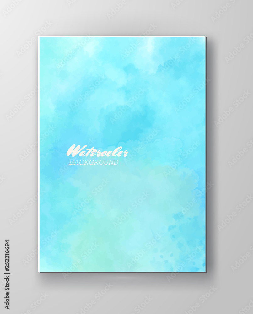 Card with vector hand drawn watercolor background.