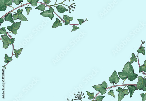 Abstract floral background with green leaves.