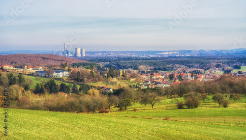 France Lorraine Paysage vue de D74 D603 sur  Longeville les Saint Avold et Carling - France Lorraine Landscape seen from D74 D603 on Longeville les Saint Avold and Carling