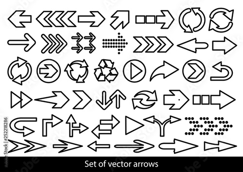 Vector set of black arrows on a white background.