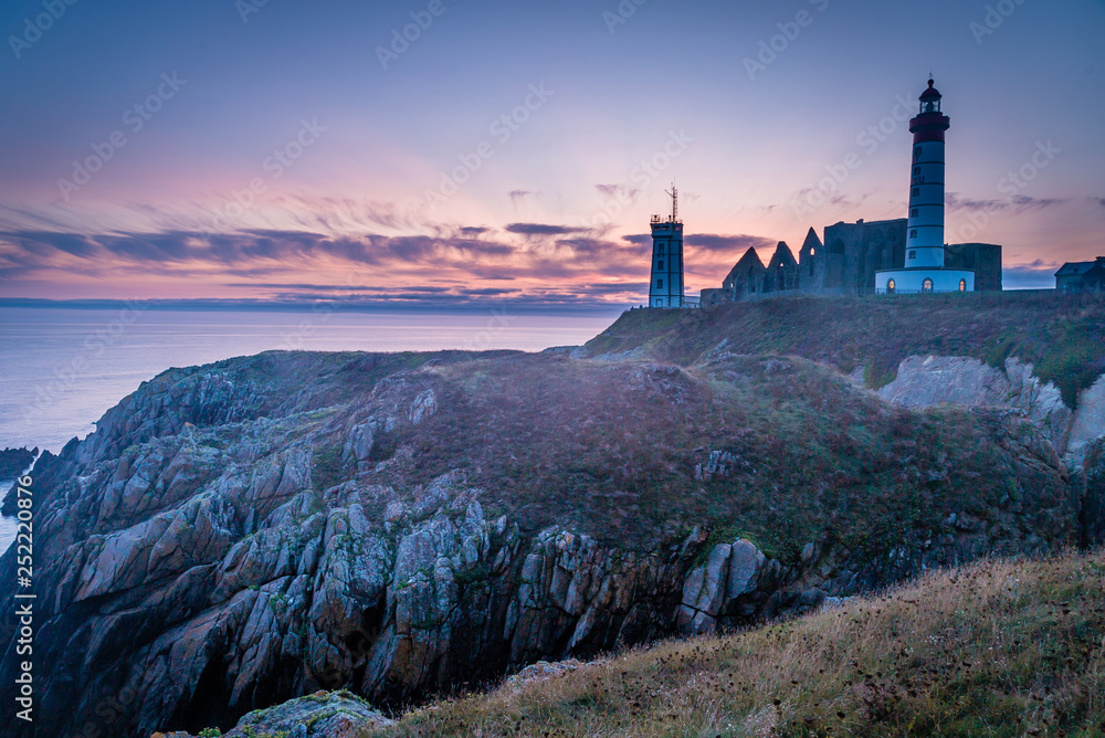 Saint Mathieux lighthouse and ruined church in France