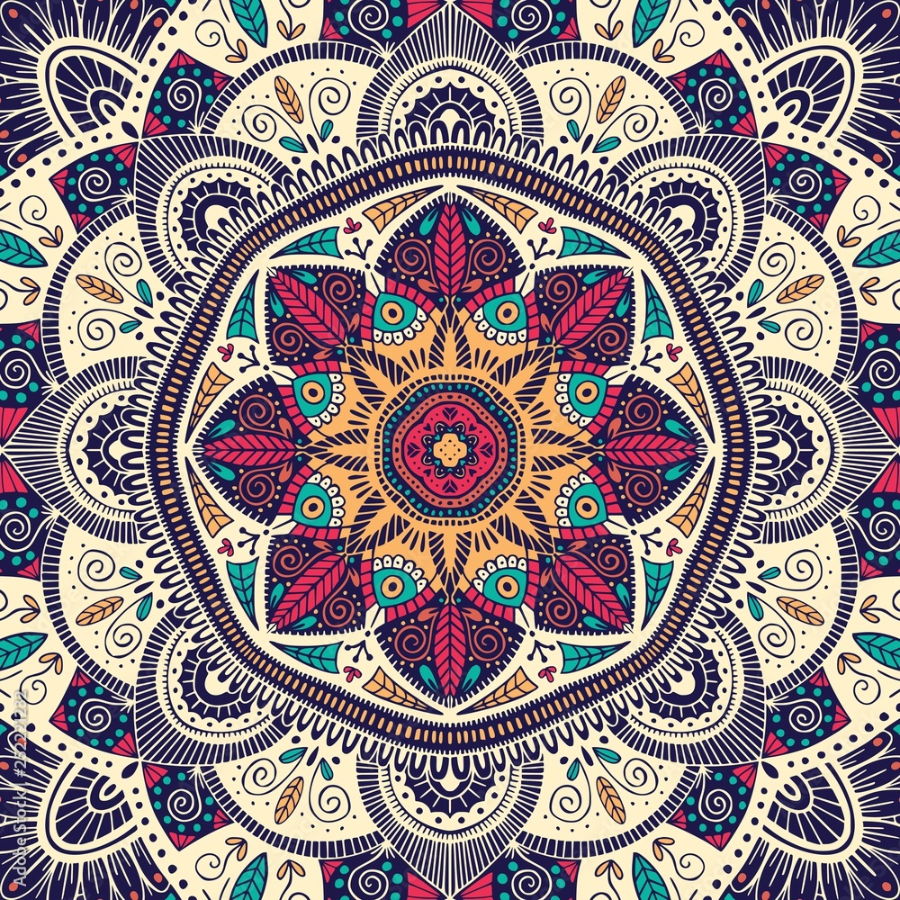 Fototapeta premium Colorful ornamental floral ethnic mandala