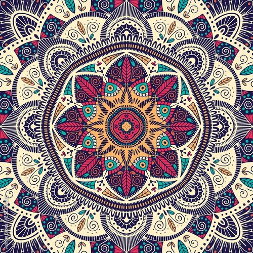 Colorful ornamental floral ethnic mandala