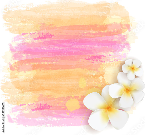 Grunge background with frangipani flowers