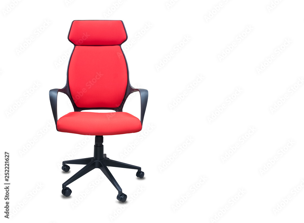 The office chair from red cloth. Isolated over white The office chair from red cloth. Isolated over white