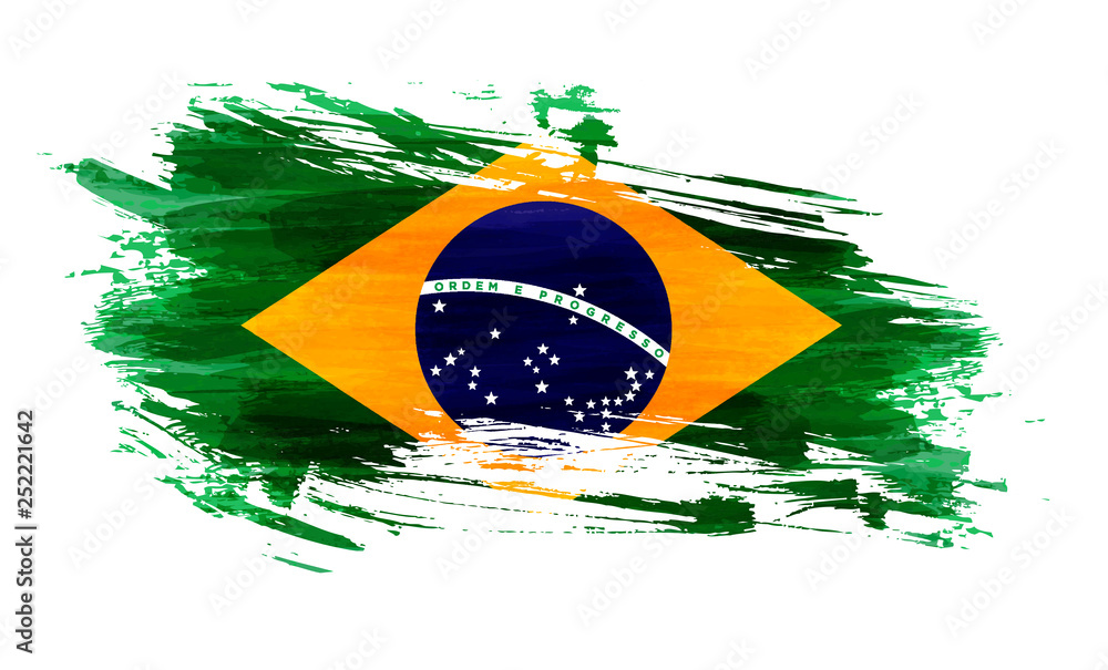 Grunge flag of Brazil - obrazy, fototapety, plakaty 