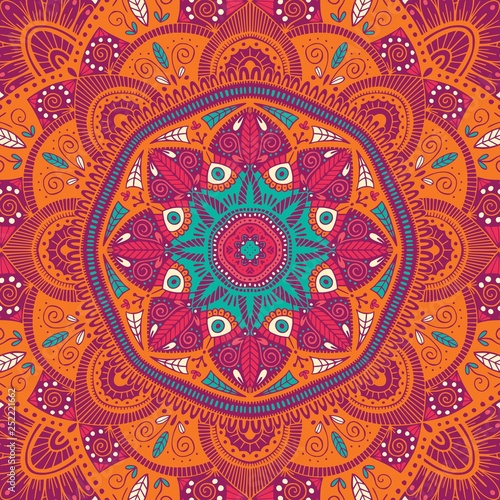 Colorful ornamental floral ethnic mandala