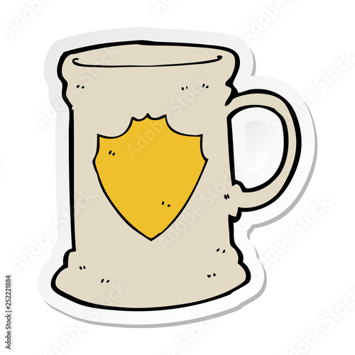 sticker of a cartoon old tankard