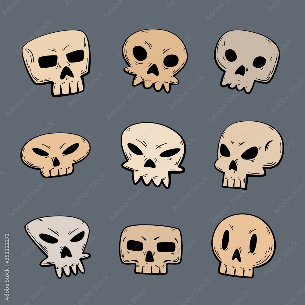 set of cartoon skulls