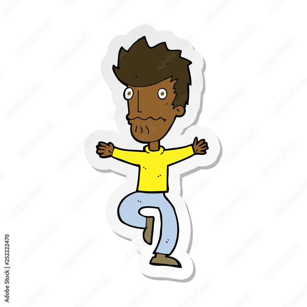 sticker of a cartoon frightened man sticker of a cartoon frightened man