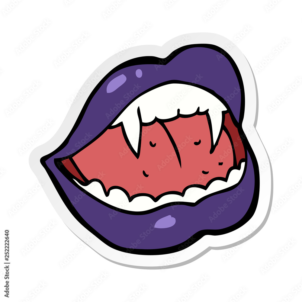 sticker of a cartoon vampire lips sticker of a cartoon vampire lips