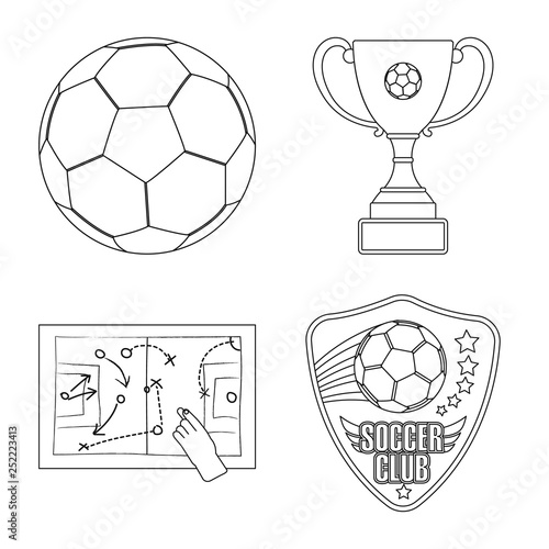 Isolated object of soccer and gear sign. Set of soccer and tournament stock vector illustration.